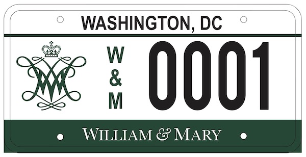 W&M D.C. License Plate