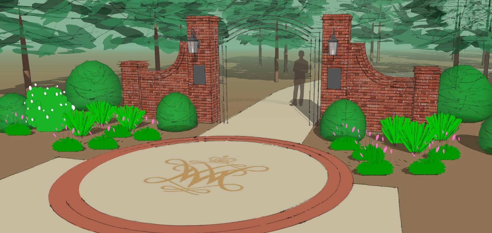 rendering front gate of the memorial garden