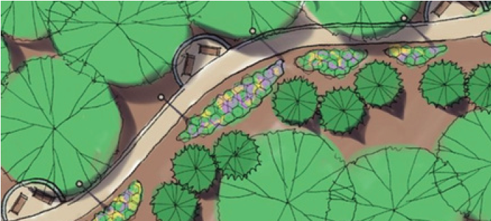 renderings of walkway benches