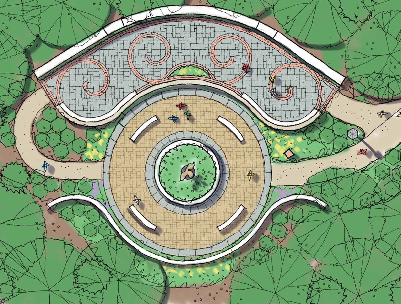 Rendering of scatter garden